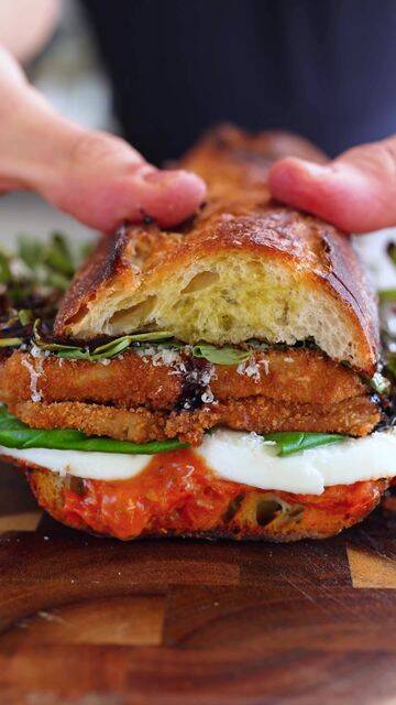 Crispy Eggplant Parmesan Sandwich with Fresh Mozzarella recipe thumbnail