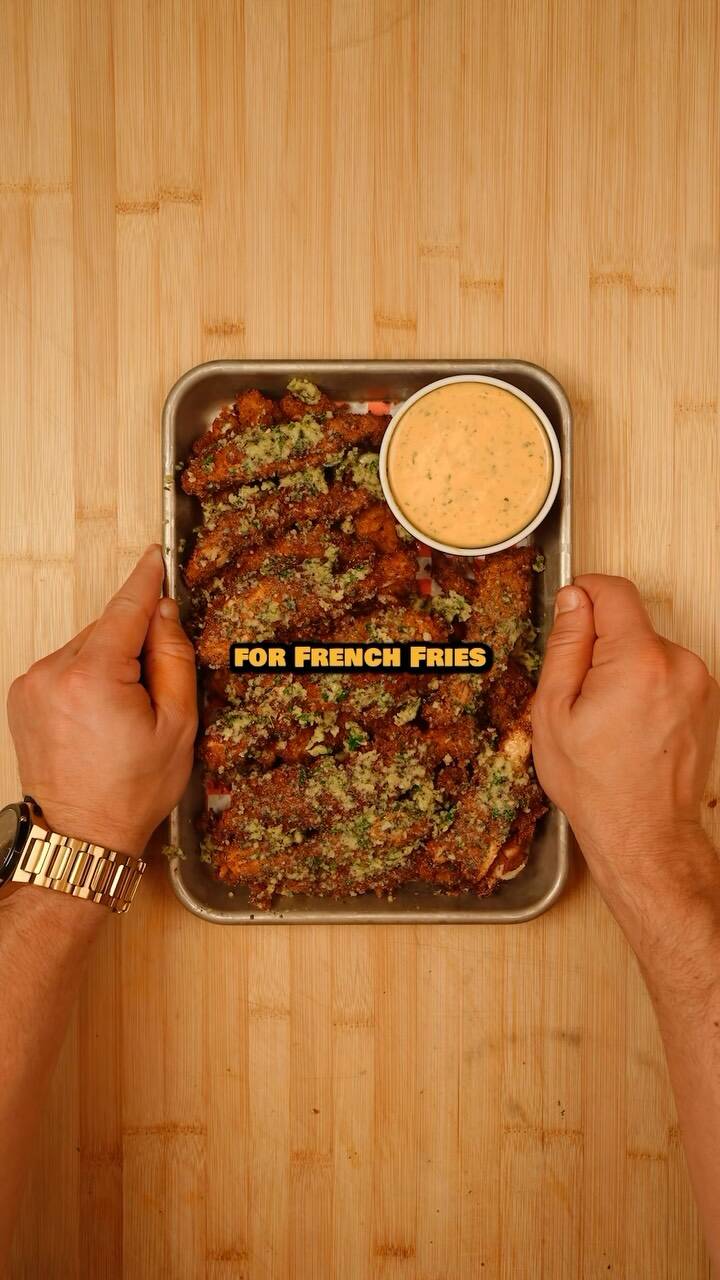 Garlic Parmesan Chicken Fries with Hot Honey Ranch Dip recipe thumbnail