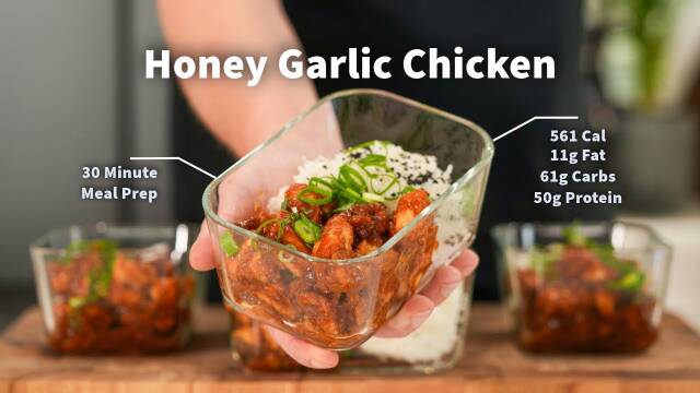 HONEY GARLIC CHICKEN Meal Prep for WEIGHT LOSS and MUSCLE GAIN recipe thumbnail