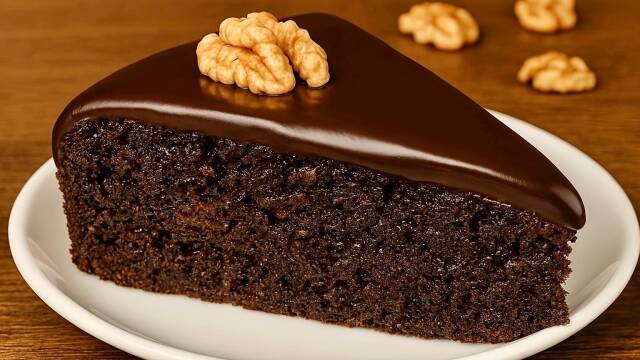 Oatmeal Chocolate Cake with Banana and Nuts recipe thumbnail