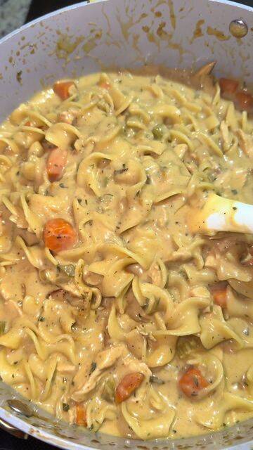 Creamy Chicken Noodle Soup with Fresh Herbs and Roasted Garlic recipe thumbnail