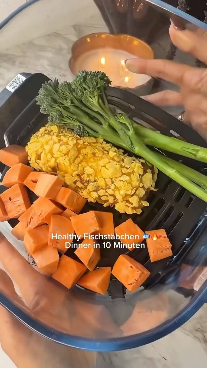 Healthy Air Fryer Wild Salmon with Feta, Sweet Potatoes, and Broccoli recipe thumbnail