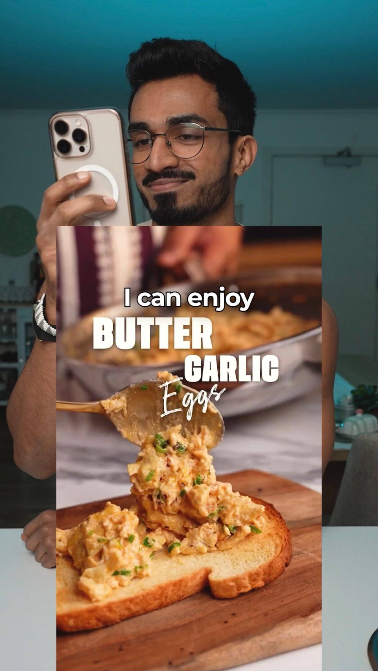 Creamy Butter Garlic Eggs Recipe with Chonky Pieces recipe thumbnail