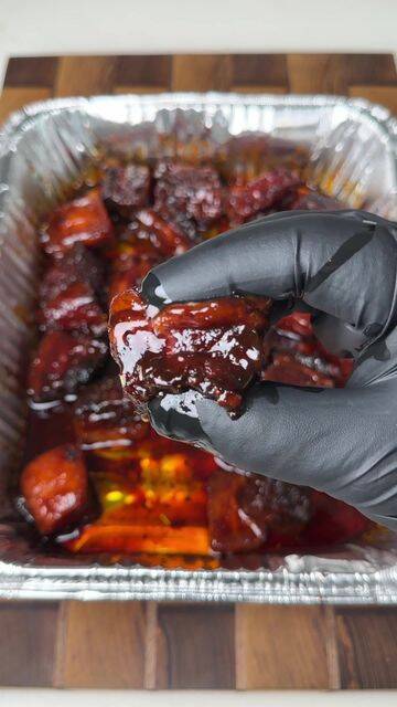 Smoked Pork Belly Burnt Ends with Honey and Barbecue Sauce recipe thumbnail